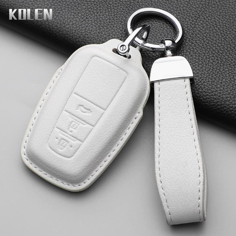 Genuine Leather Auto Smart Key Fob Cover Case Housing Fit For Toyota Prius Camry Corolla Chr C-Hr Rav4 Land Cruiser Prado 2 3 4 Button Auto