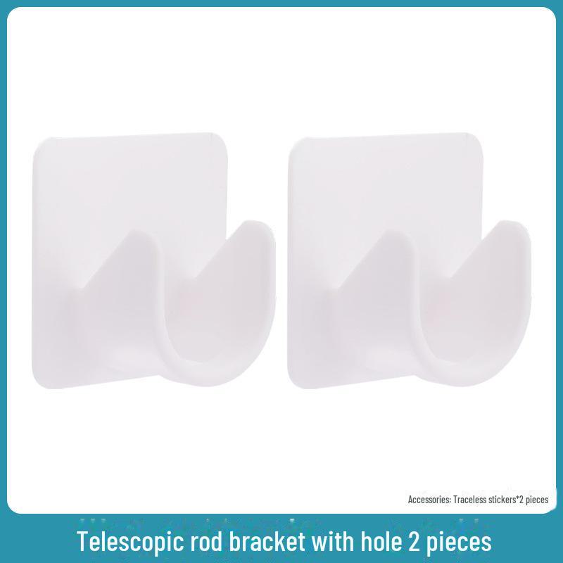 Clip adhesivo resistente para barra de cortina con soporte sin perforaciones para cortinas de puerta. Diseño telescópico para una fácil instalación.