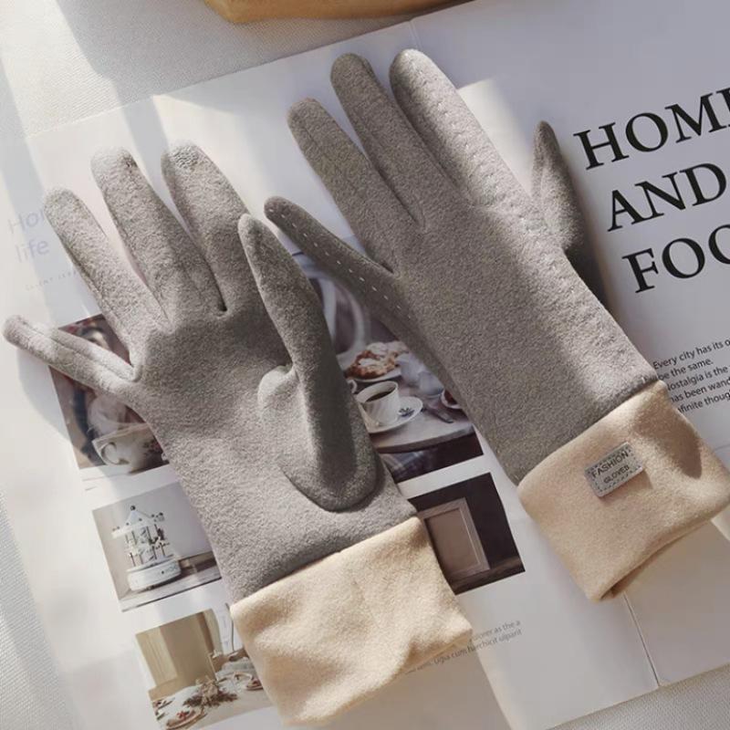 New Winter Women Keep Warm Touch Screen Fleece Thickened Not Bloated Cycling Driving Fashion Elegant Windproof Soft Gloves