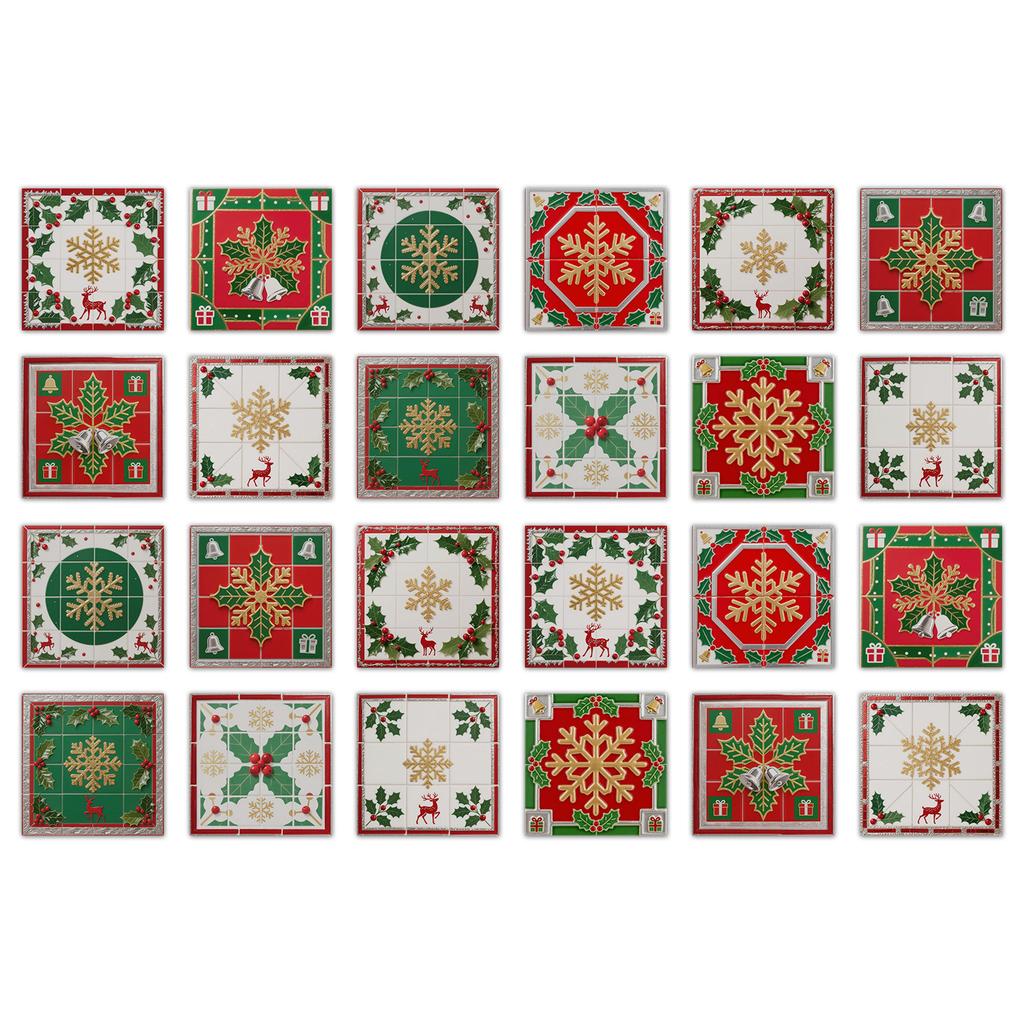 24pz Elementi Natalizi Classici Vintage Adesivi Piastrelle Ceramiche Bagno Cucina Soggiorno Autoadesivi Decorativi