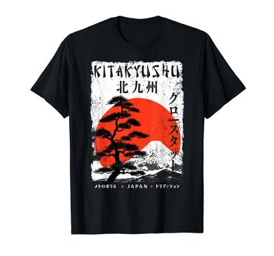 Retro japonské umenie mesta Kitakyushu Tričko Kitakyushu Ukiyo-e
