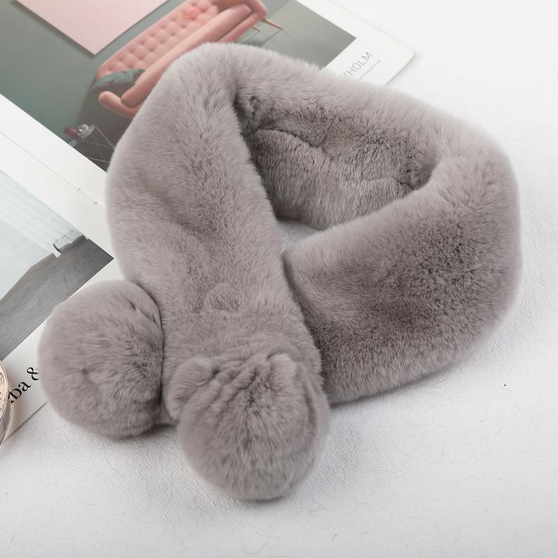 Women Winter Real Rabbit Fur Scarf With Button Fashion Female Warm Natural Soft Fur Scarves High Quality Neck Warmer Double ball