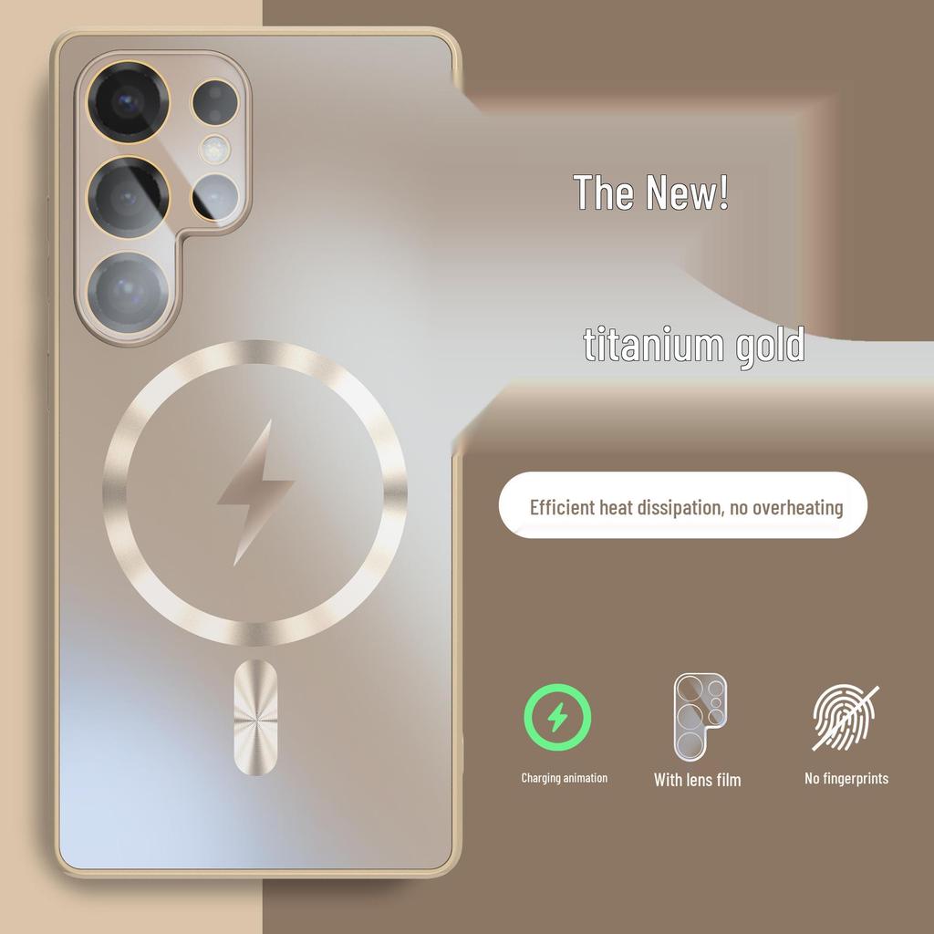 Magnetic Frosted Glass Phone Case for Samsung S25 Ultra: Skin-Feel, Full Lens Coverage, Drop-Proof, Anti-Slip