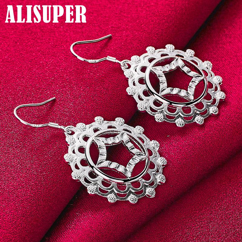 Bijuterii cercei cu stele rotunde din argint 925