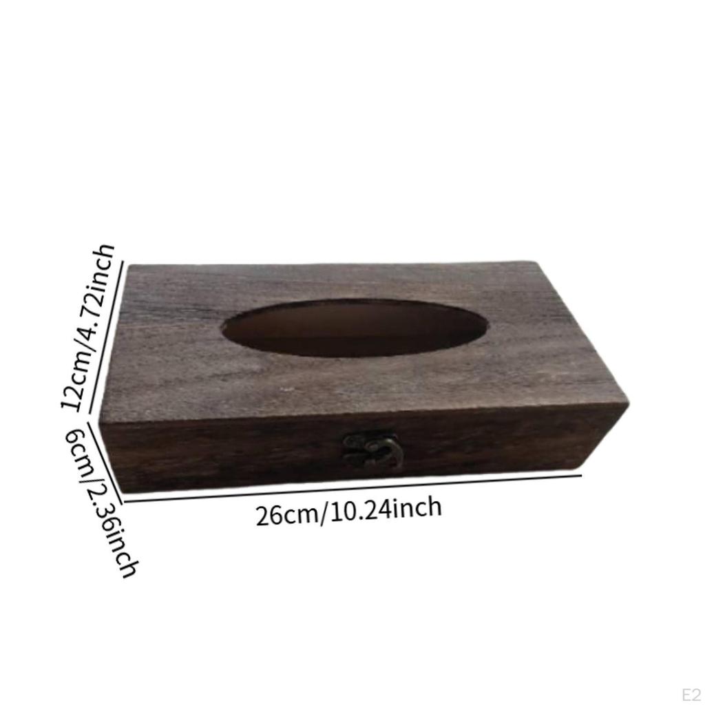 Wooden Tissue Box with Lid Multifunctional Compact Ornament Storage Rectangular for Bedroom