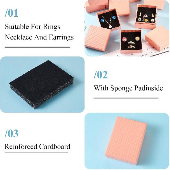 Cheriswelry 12 szt. Papierowe pudełko na prezent Boże Narodzenie Święto Dziękczynienia Urodziny Zaręczyny Pudełko na prezent Prostokątne etui na biżuterię 3,54"x2,76" na naszyjnik bransoletkę