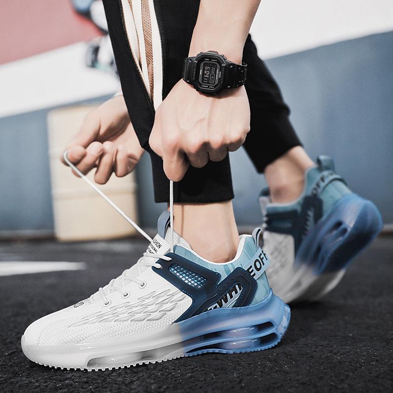 Men's shoes summer new thick-soled mesh fly-woven breathable non-slip trend men's dad height-increasing sports running shoes