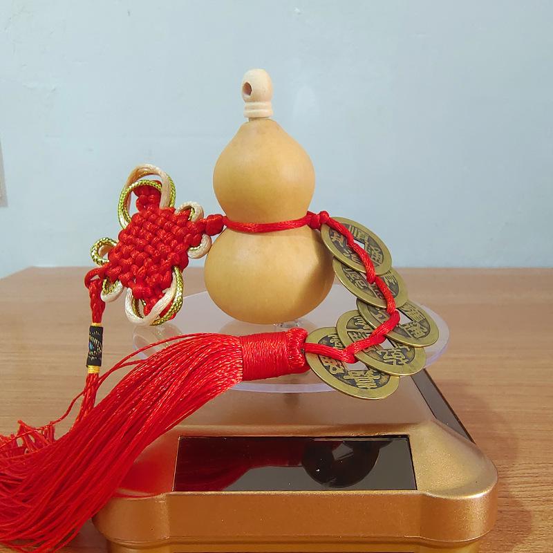 Natural Gourd Five Emperors Coin Pendant with Chinese Knot