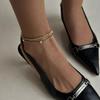 Minimalist Vintage Gold Plated Zircon Tennis Chain Anklet Women Adjustable Length Geometric Foot Jewelry