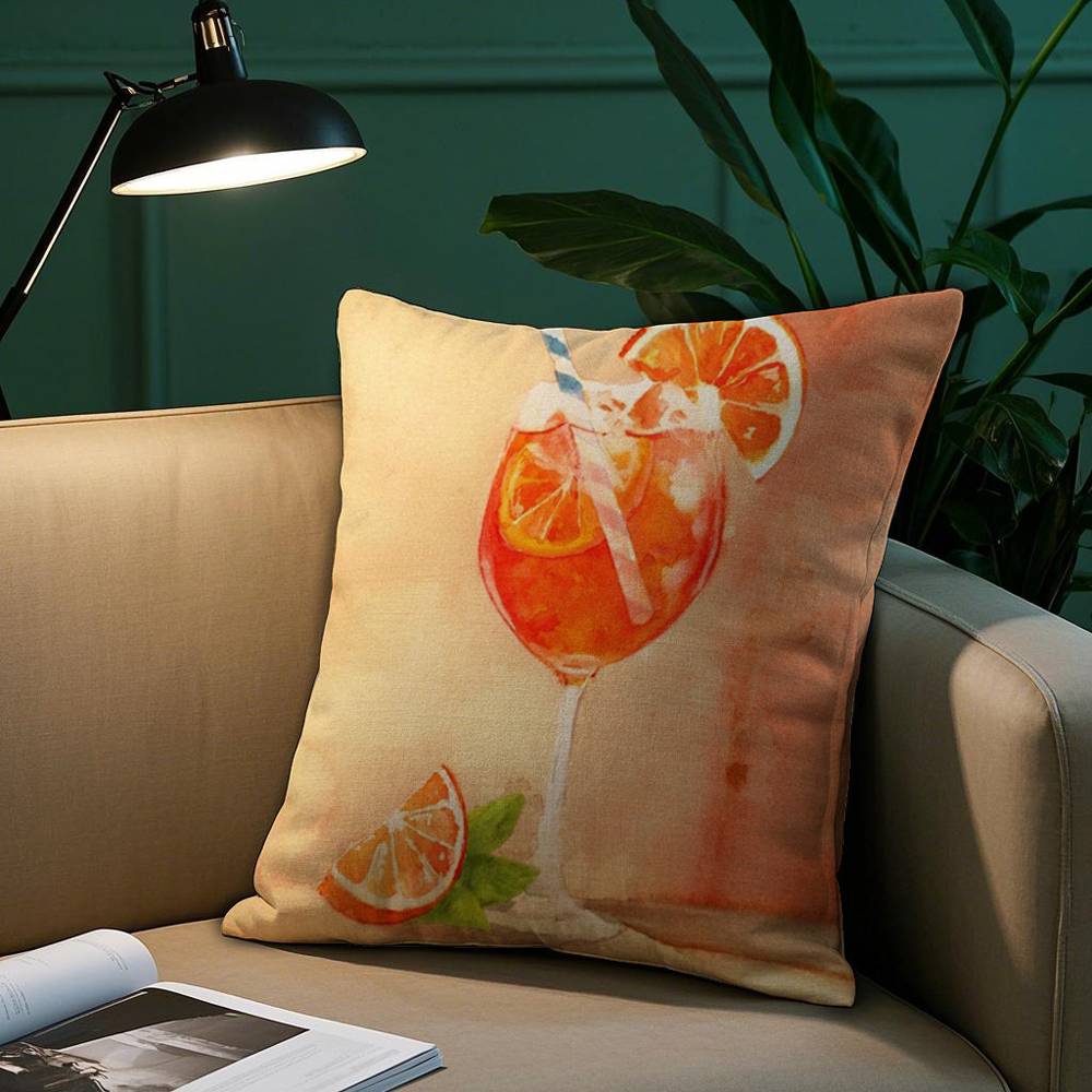 Warm Cocktail Art Pillow Case Plush Fabric Soft Pillowcase Double Sided Print Sofa Cushion Cover Throw