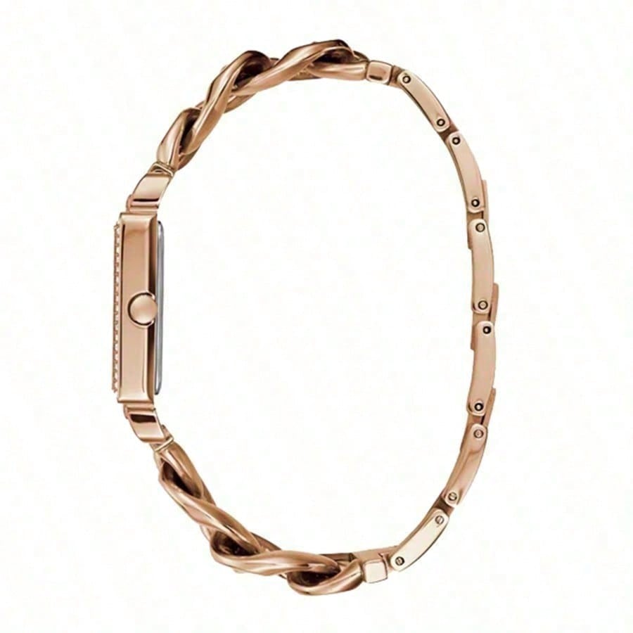 Guess Damen-Quarz-Uhr - Kleines quadratisches Zifferblatt Roségold Diamant | Minimalistisches tägliches Geschenk für sie W1030L4