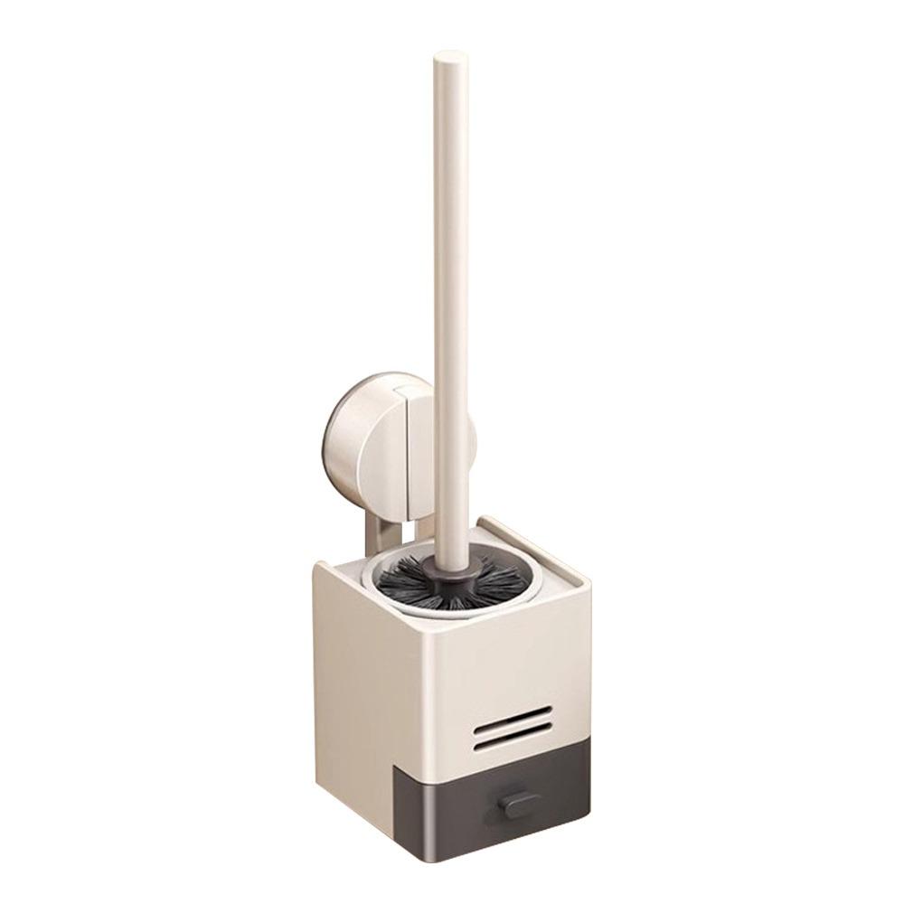 Suction Cup Design Suction Cup Toilet Brush Wall Mounted No Punching Toilet Brush Holder Household Use Drain Box