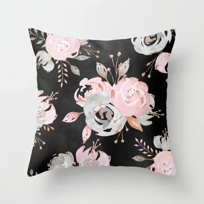 Fashion Garden Flower Pattern Pillowcase Office Car Cushion Cover Living Room Bedroom Sofa Decorative Pillowcase 45*45Cm