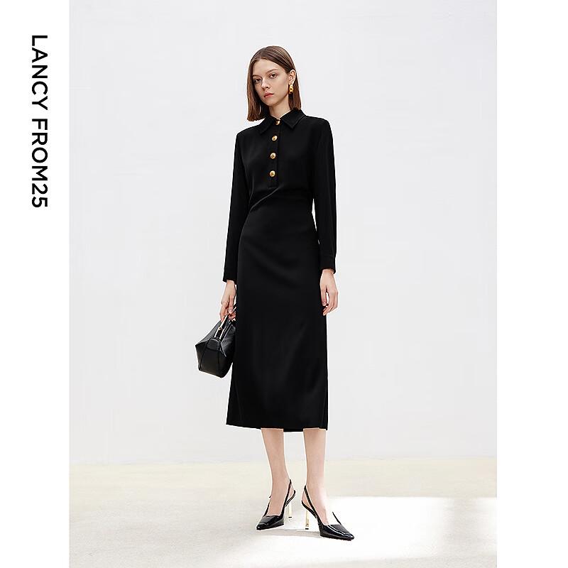 LANGZI Elegant French Design Waist-Cinching Shirtdress