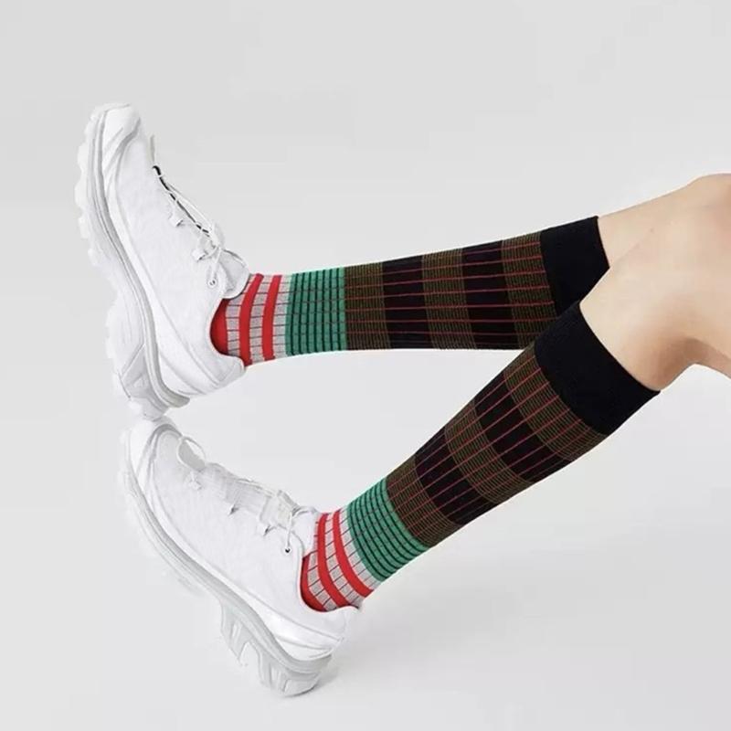 Damen Kniestrümpfe, Modische Gestreifte Strümpfe Cosplay Oberschenkelhohe Strümpfe Schlauchsocken Gestreifte Lange Stiefelsocken