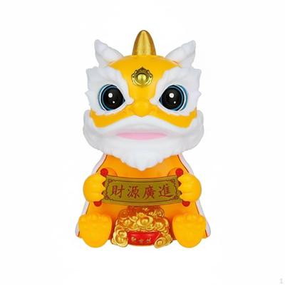 Solar Lion Dance Decor, Chinese Lucky Shaking Head, Dashboard Accessory, Creative Gift