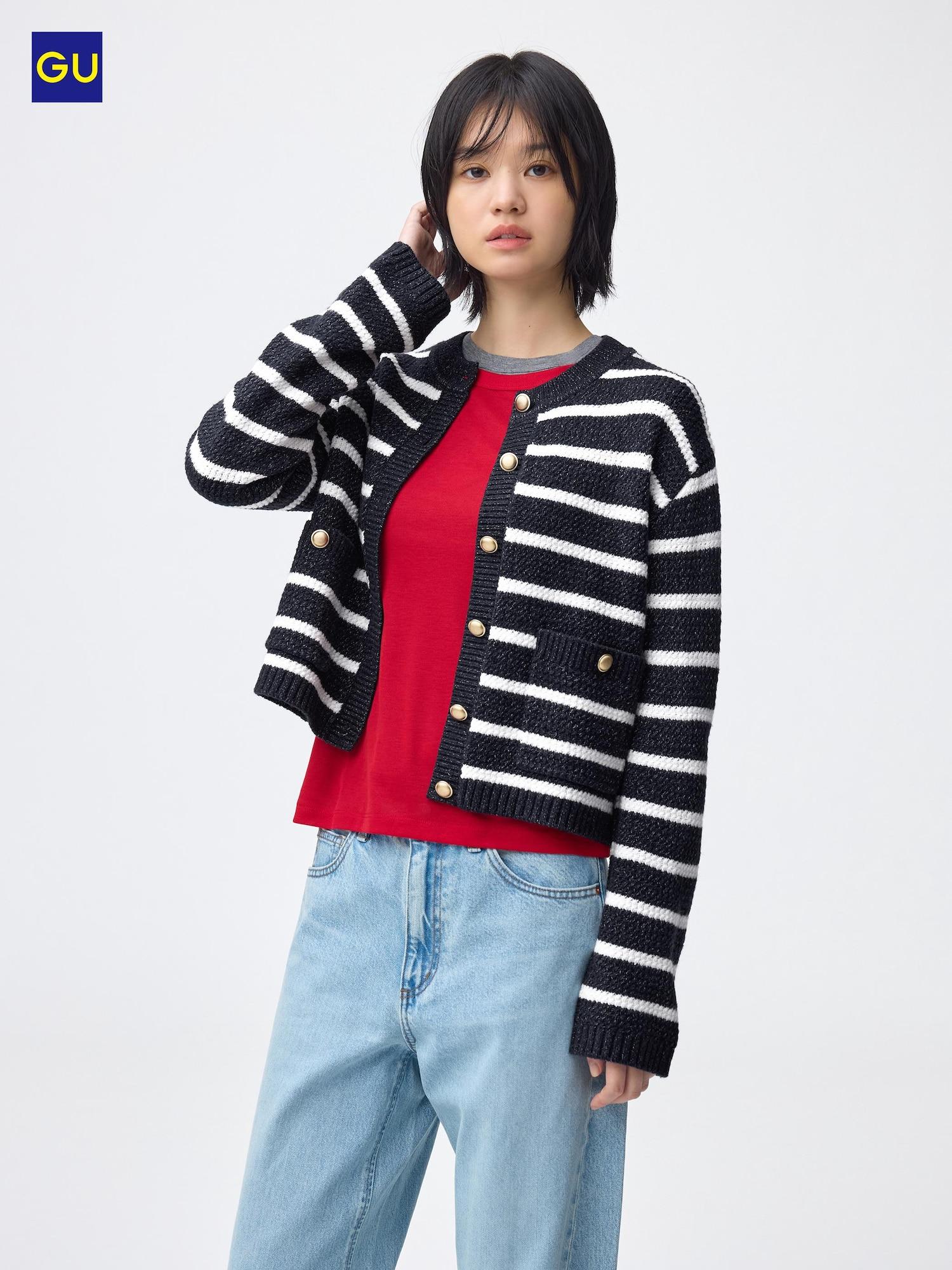 

Uniqlo Gu Твидовый полосатый кардиган 69 NAVY/WOMEN S
