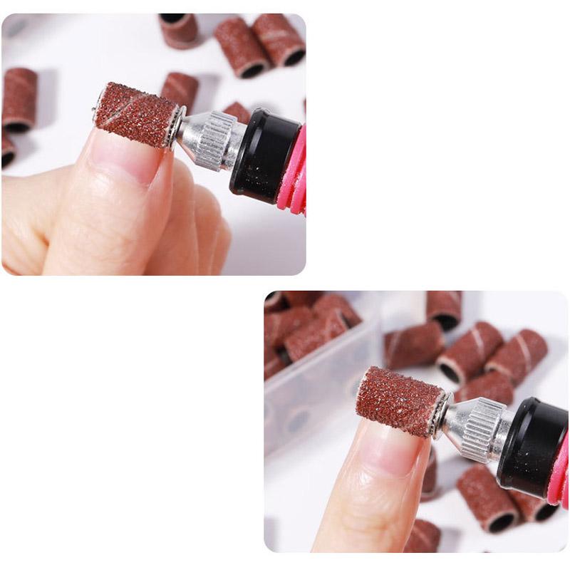 210/100/75pc Sanding Cap Bands For Electric Manicure Machine 180/120/80 Grit Nail Drill Grinding Bit Files Pedicure Tool Set