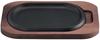 Ikenaga Iron Works New Line L Steak Plate, Cast Iron, Induction Compatible, with Wooden Base, Made in Japan, P02001