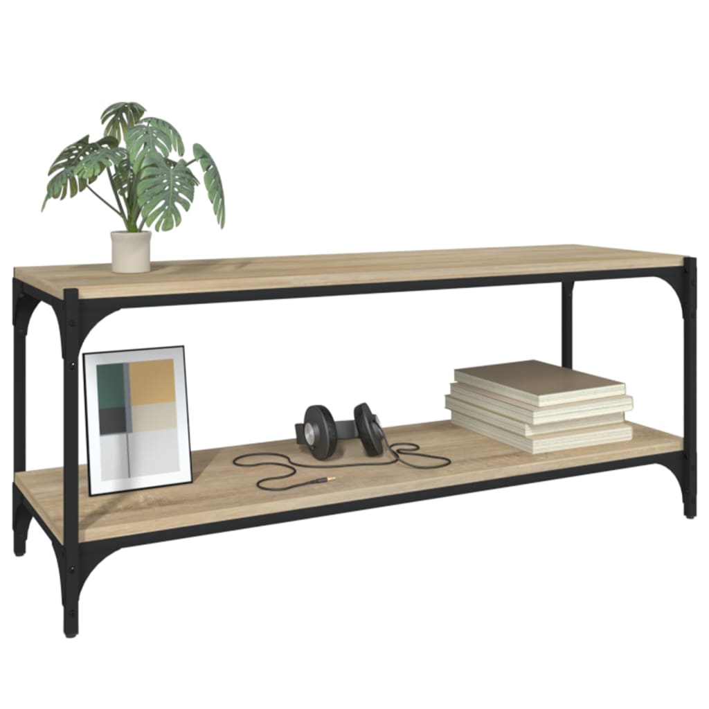 TV Stand in Sonoma Oak Finish 100 x 33 x 41 cm Made of Particleboard and Steel