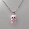 Cute Resin Flocked 3D Cat Necklace,Cartoon Animal Pendant,Cat Jewelry,Holiday Party Gift,Cat Lover Gift