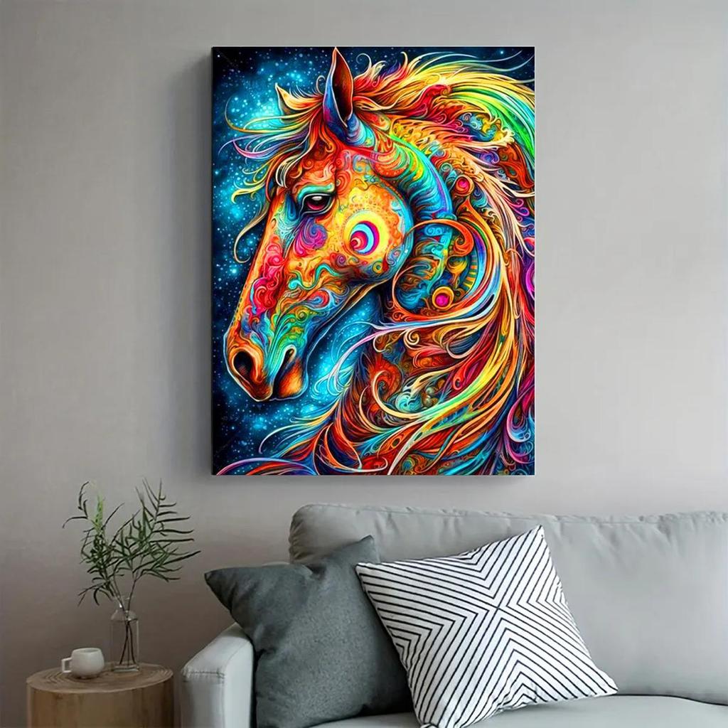 Rám kutilské malování podle čísel pro dospělé Sady Barevné koně Zvířátka Ruční práce Malování čísel Startovací sada pro domácí dekorace 40x50cm