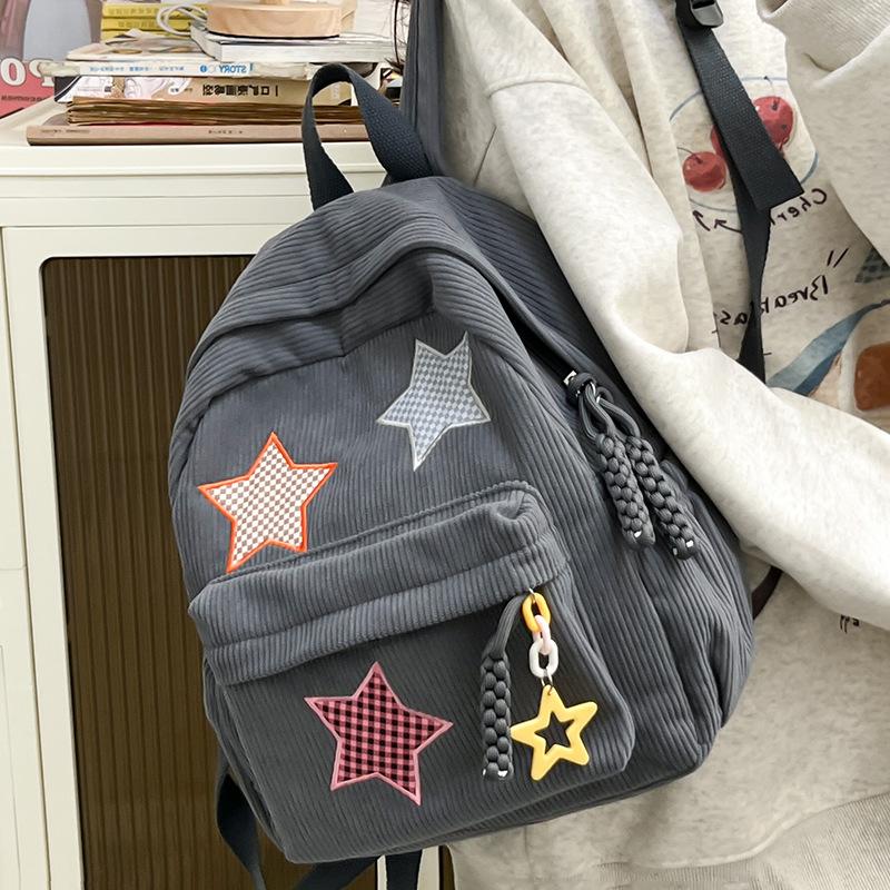 Schoolbag velvet large-capacity backpack 1011 new high school student class schoolbag small fresh solid color cute versatile backpack