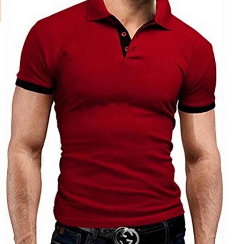 Plus Size Men's Summer Turn Down Collar T-Shirt Solid Polo Shirt Short Sleeve Top