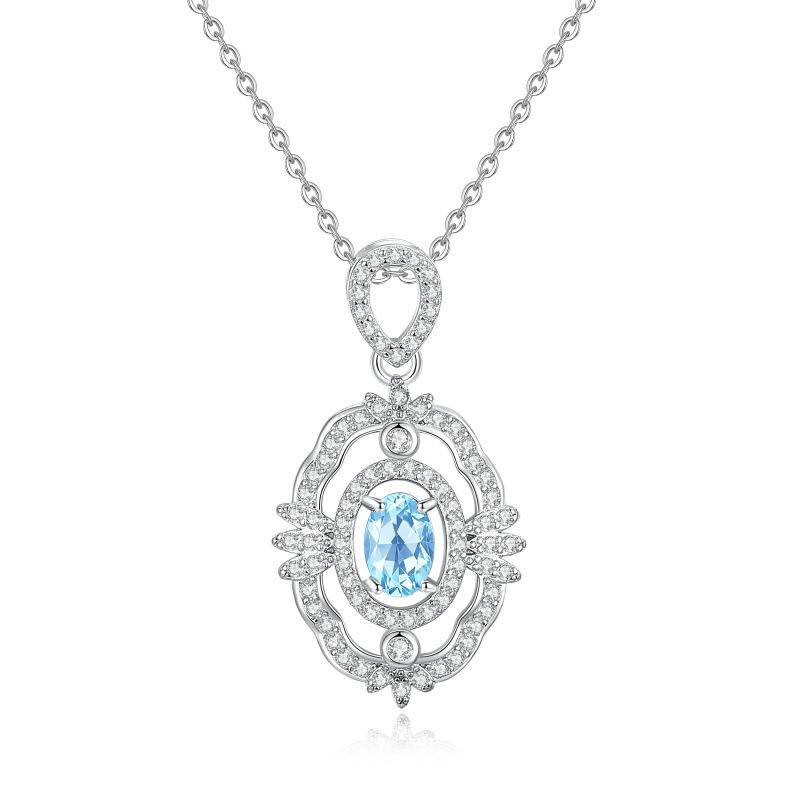 Natural spar pendant s925 sterling silver necklace women's premium elegant collarbone chain daily jewelry gift