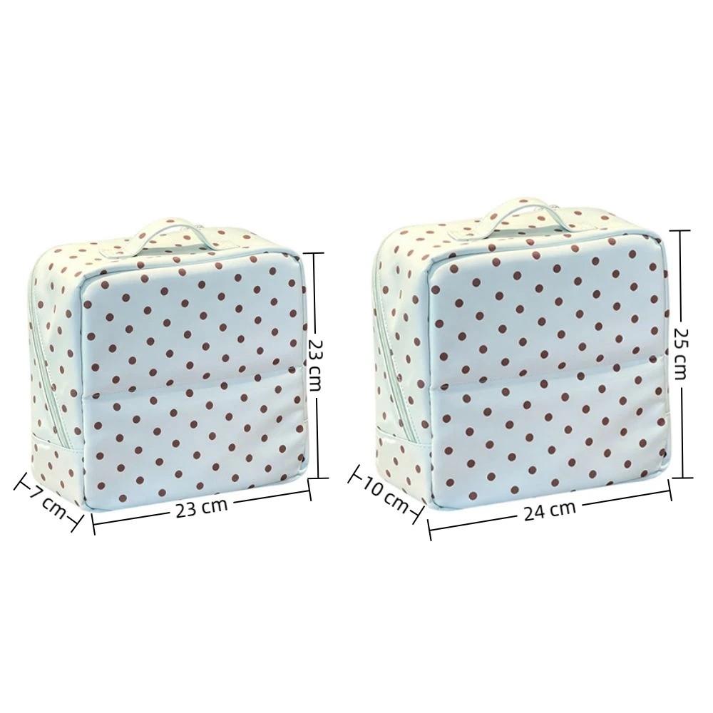 Waterproof Travel Storage Bag Multi-layer Handbag Polka Dot Stand-up Cosmetic Bag For Women