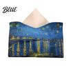 Household Storage Bag Leather Tissue Box Cover Foldable Desktop Organizer Oil Painting Style Napkin Holder Case Reusable Facial Paper Organizer
