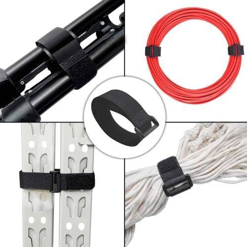 Stoooduo Cable Ties, Velcro, Cargo Tie Straps, Set of 4, 20*600mm, with Buckles, for Organizing Cords and Cables, Black