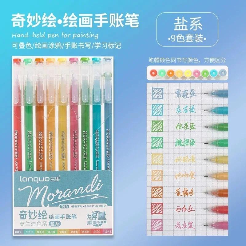 Languo 9/198 Colori Morandi Penna Gel Diario Studente Scrapbooking Pittura Fai da Te Set Penne Gel Disegno a Colori Pennarelli Artistici Materiale Scolastico