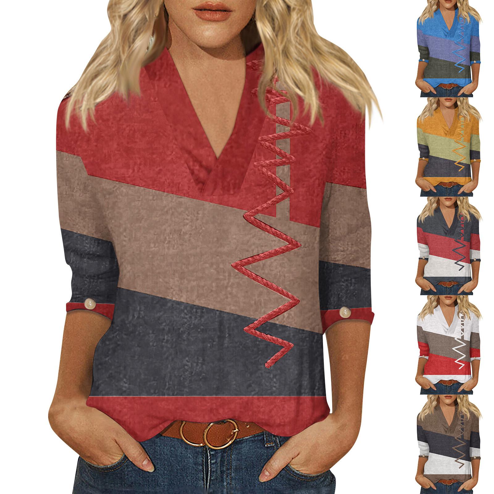 

Женский модный повседневный пуловер с рукавом три четверти с принтом в китайском стиле с воротником-стойкой и v-образным вырезом, топ с рукавами 4/3, топ с неровным подолом