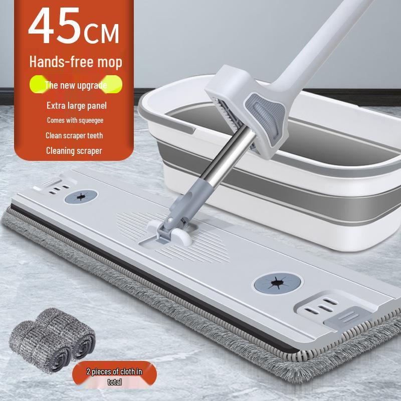 Foldable Flat Wet/Dry Mop with Bucket - Hands-Free, Free Shipping