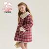 Girls' Stylish Plaid Wool-Blend Winter Overcoat