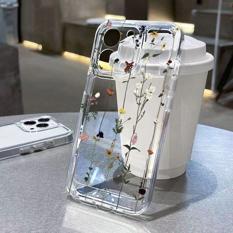 

Чехол для телефона iPhone 17 16 15 14 13 12 11 Pro Max 16E 16 Plus 17 Air Цветок Любовь Графический Прозрачный Ударопрочный Мягкий ТПУ Чехол iPhone 12 Pro