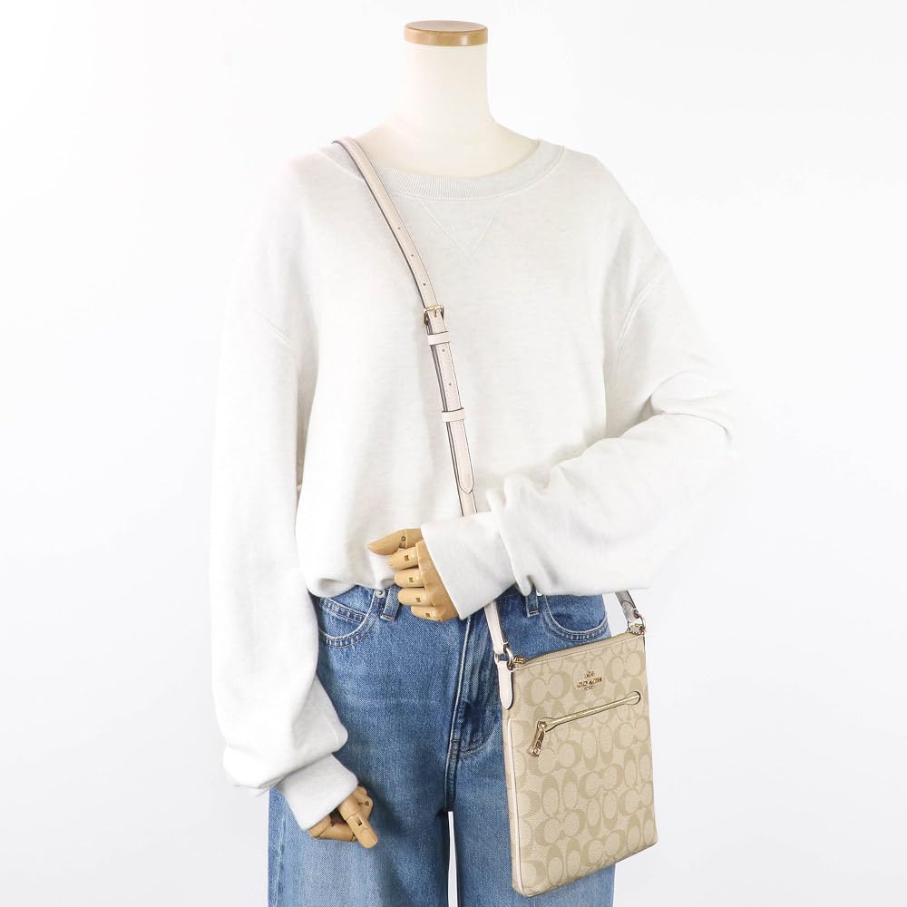 Coach Tasche FCS182 CS182 Helles Khaki x Kreide Luxus beschichtetes Canvas recyceltes Leder Mini Rowan Aktentasche Damen [Coach] (Schultertasche) [Outlet-Produkt]