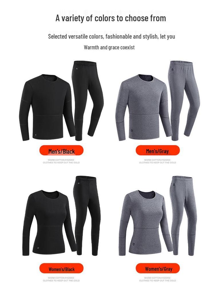 Intelligentes USB-Heizunterwäsche-Set für Damen und Herren - Elektrisch warm, kältebeständige Plüschkleidung mit konstanter Temperaturregelung