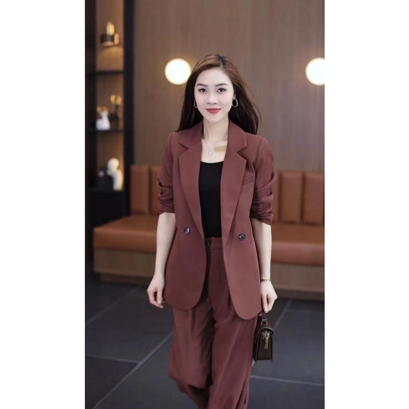 Women's Spring and Autumn Casual Jacket, Suit Jacket, Wide-leg Pants, Two-piece Suit, Women's Suit, Office Clothing