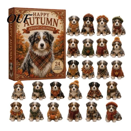 Interactive Holiday Games 2026 Dog Christmas Advent Calendar, 24-Day Acrylic Ornament Set with Mini Puppy Collectible Toy Figures Figures, 2D