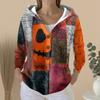 Women's Fashion Casual Sweater Button-Up Print Cardigan  Hooded Jacket