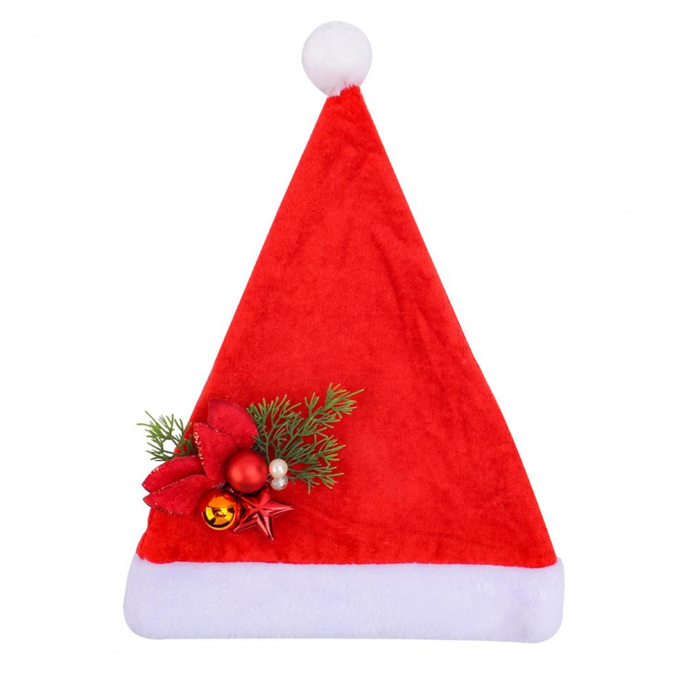 Party Santa Hat Decoration High Plush Santa Hat Festive Plush Velvet Santa Hat with Snowflake Decoration for Adults for New