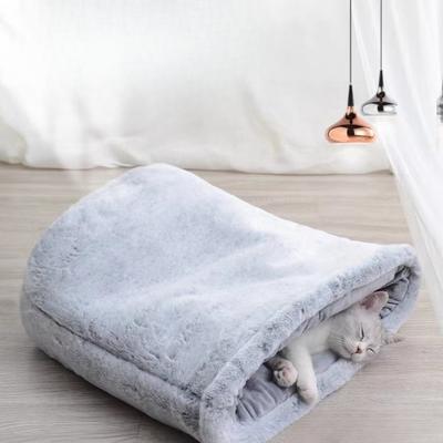 Nid pour chat d'hiver chaud fermé épais sac de couchage nid pour chat matelas pour animal de compagnie nid pour chien peluche