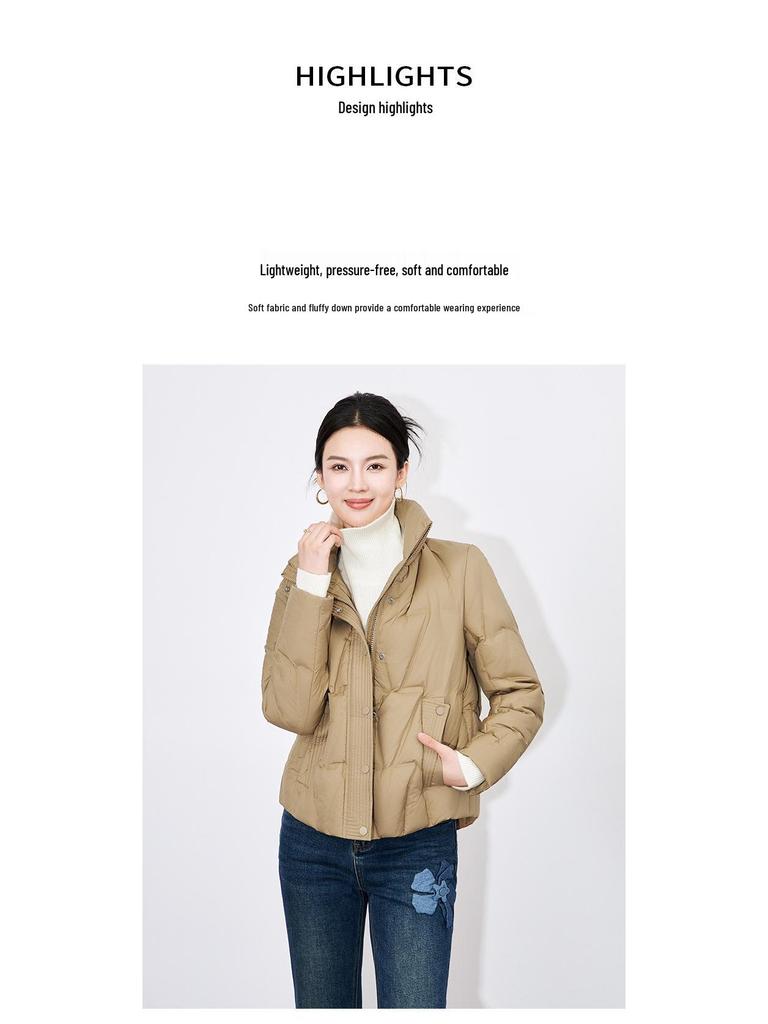 Popular Stand-up Collar 90% White Duck Down Fashion Temperament High-neck Short Down Jacket Women's Winter Jacket