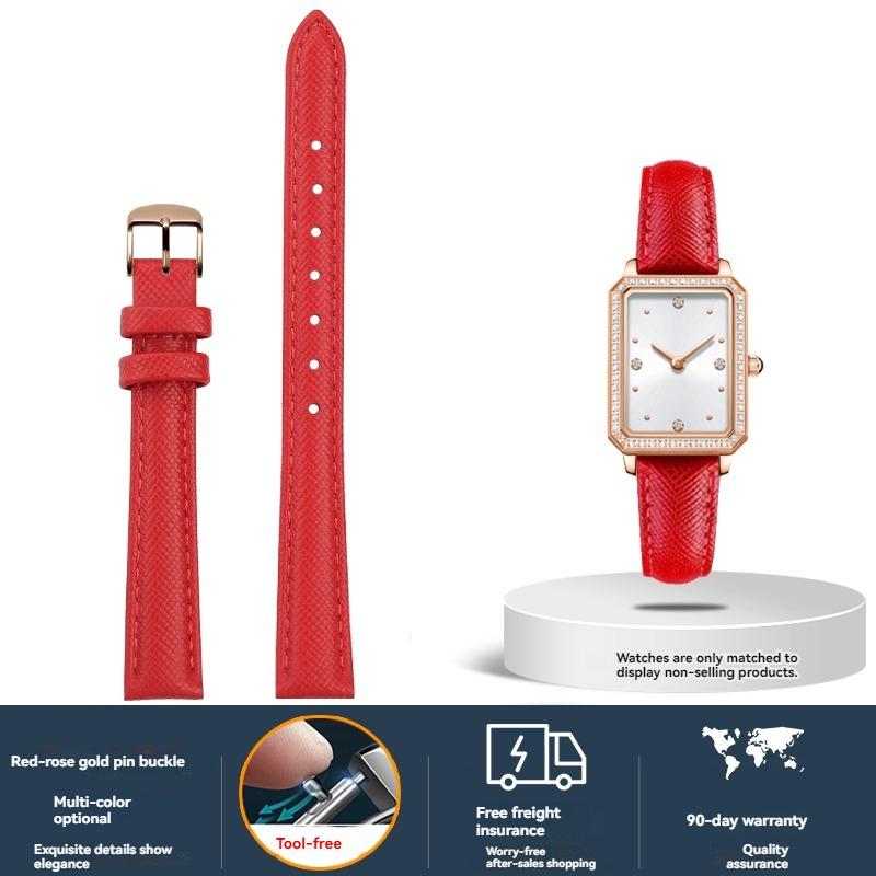 Cowhide Strap women for Fiyta DW Fossil Casio Longines calfskin 10mm 12mm 14mm 16mm 18mm watch strap bracelet Black Green Red