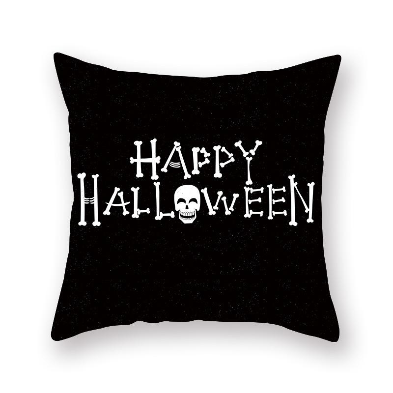 Halloween Pillow Cover Cartoon Skull New Short Velvet Cushion Cover Sofa Cushion