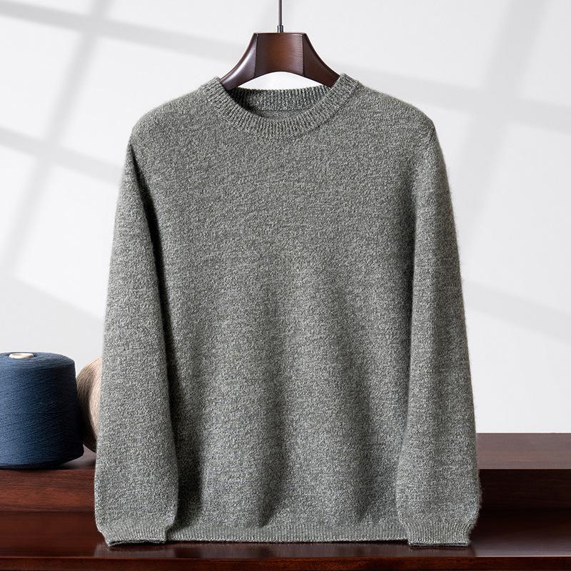 Simple and versatile cashmere shirt pullover crew neck yarn knitted warm sweater