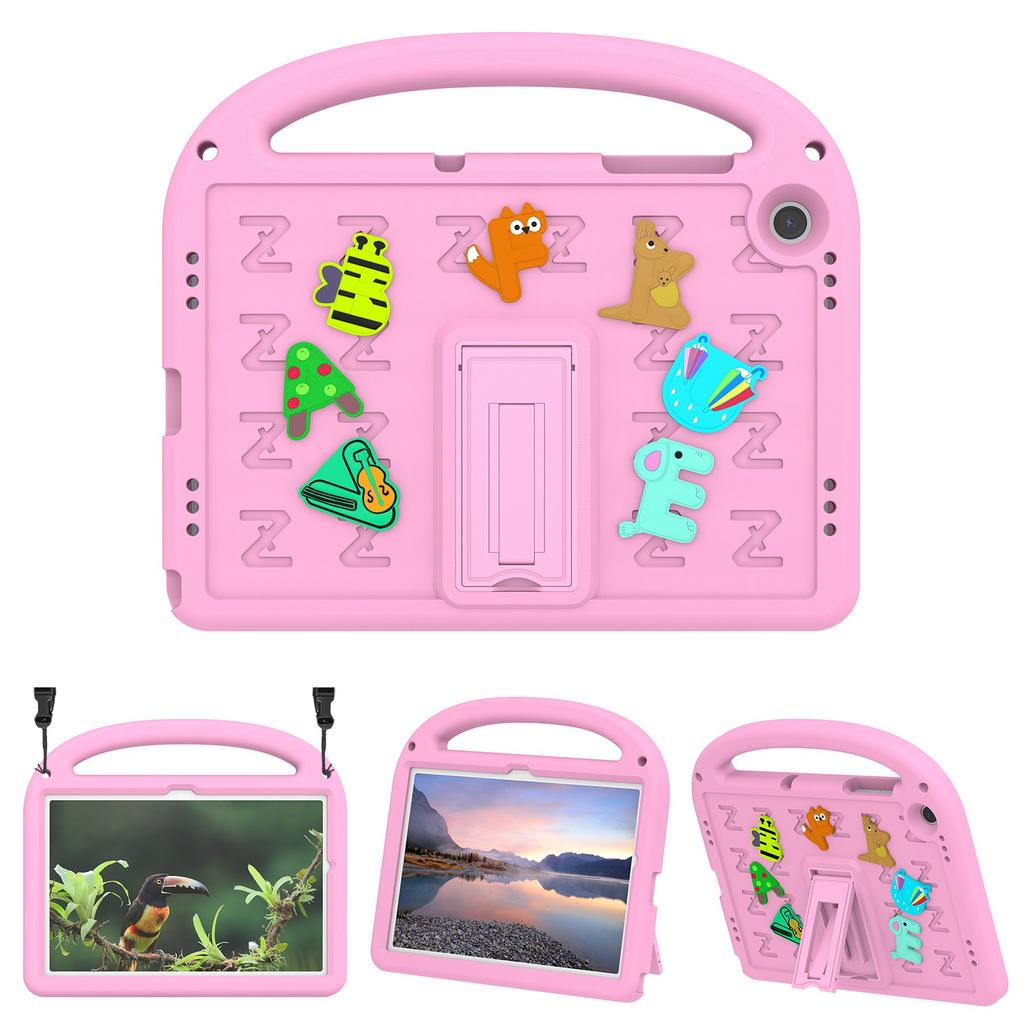 For Samsung Galaxy Tab A11+/A9+ Kickstand Case Cartoon Design Anti-Drop EVA+PC Tablet Cover with Strap for Kids