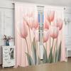2 Piece Pink Tulip Curtains for Family and Friends Sunshade and Privacy-protecting Pole-style Curtains